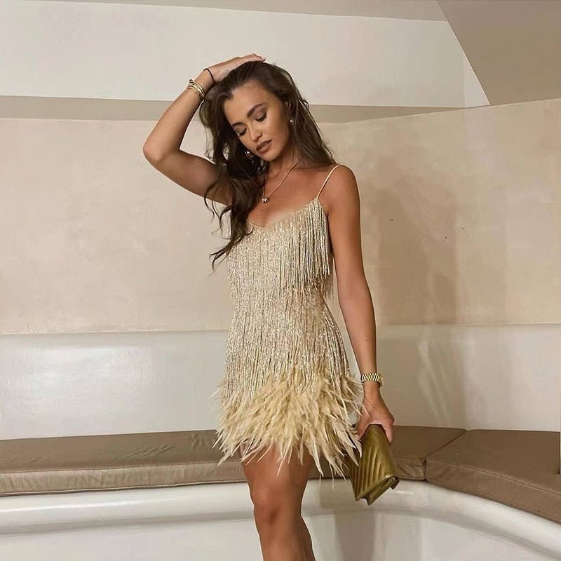 Brielle - Mini vestido de plumas