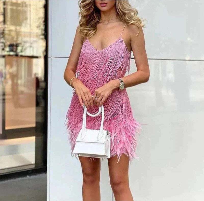 Brielle - Mini vestido de plumas