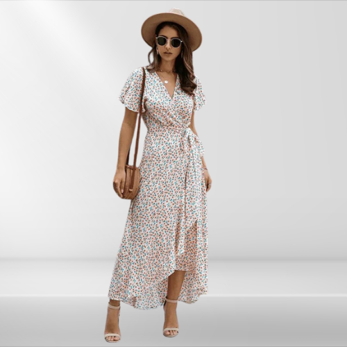 Beatriz | Vestido Largo de Ibiza Rosa con Estampado
