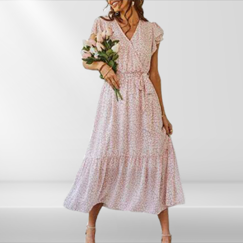 Beatriz | Vestido Largo de Ibiza Rosa con Estampado