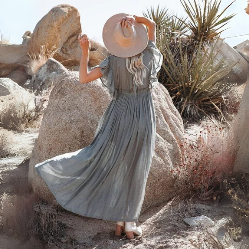 Sara | Maxi Verde/Gris Vestido Ibiza