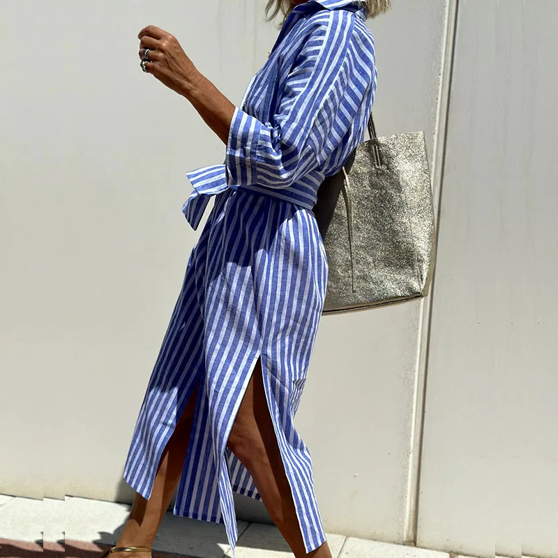Sophia | Elegante vestido de camisa a rayas