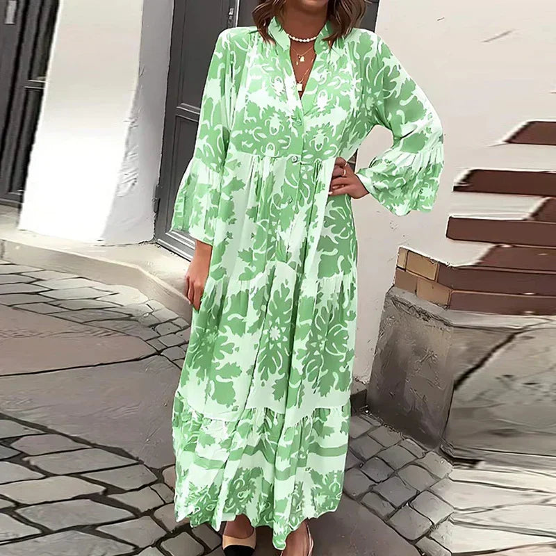 Ophelia - Vestido Maxi Boho de Manga Acampanada
