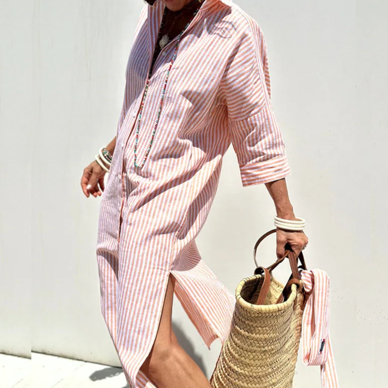 Sophia | Elegante vestido de camisa a rayas