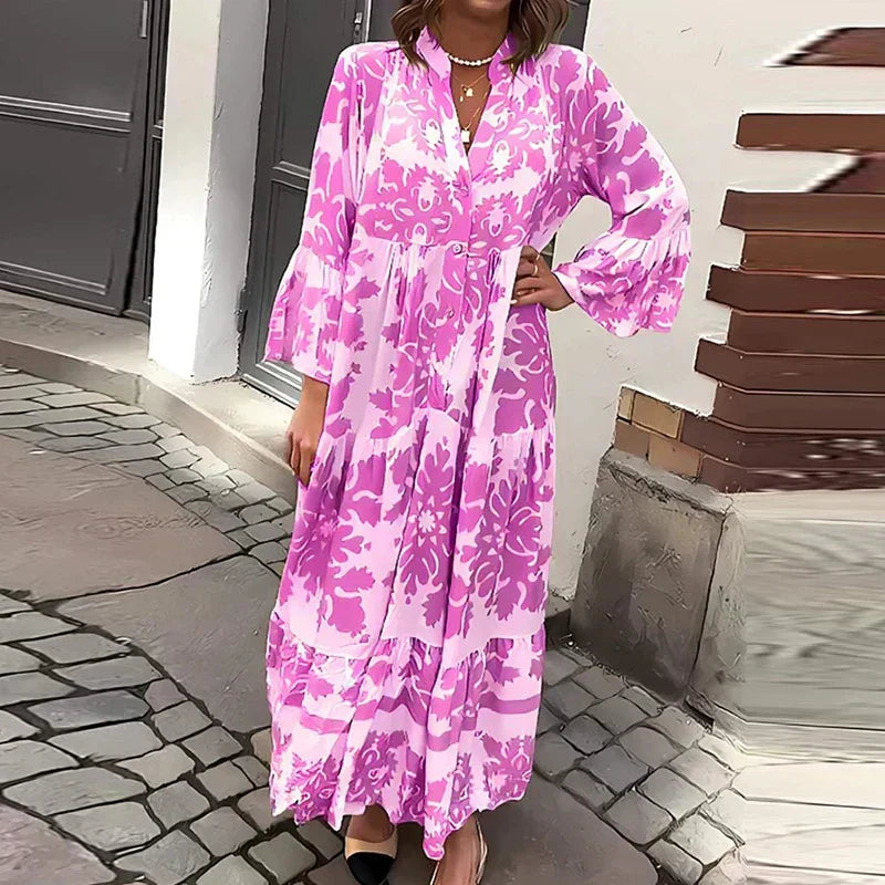 Ophelia - Vestido Maxi Boho de Manga Acampanada