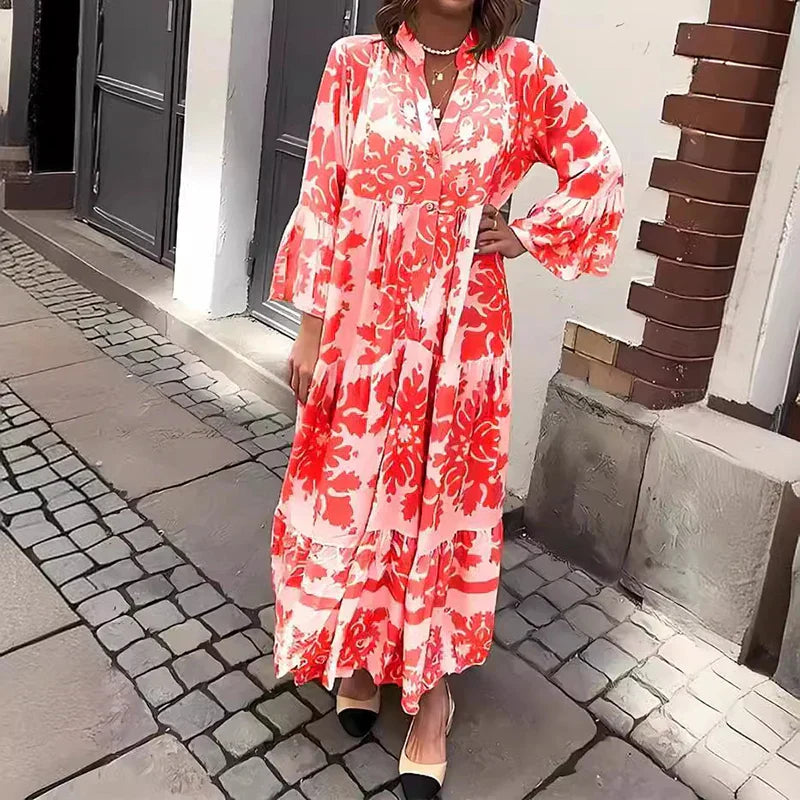 Ophelia - Vestido Maxi Boho de Manga Acampanada
