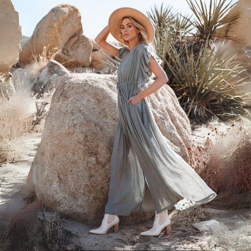Sara | Maxi Verde/Gris Vestido Ibiza
