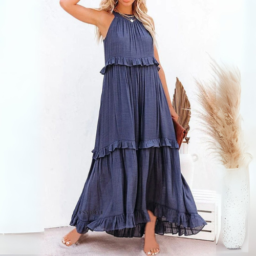 Marta | Vestido Maxi Verano Holgado Color Marino