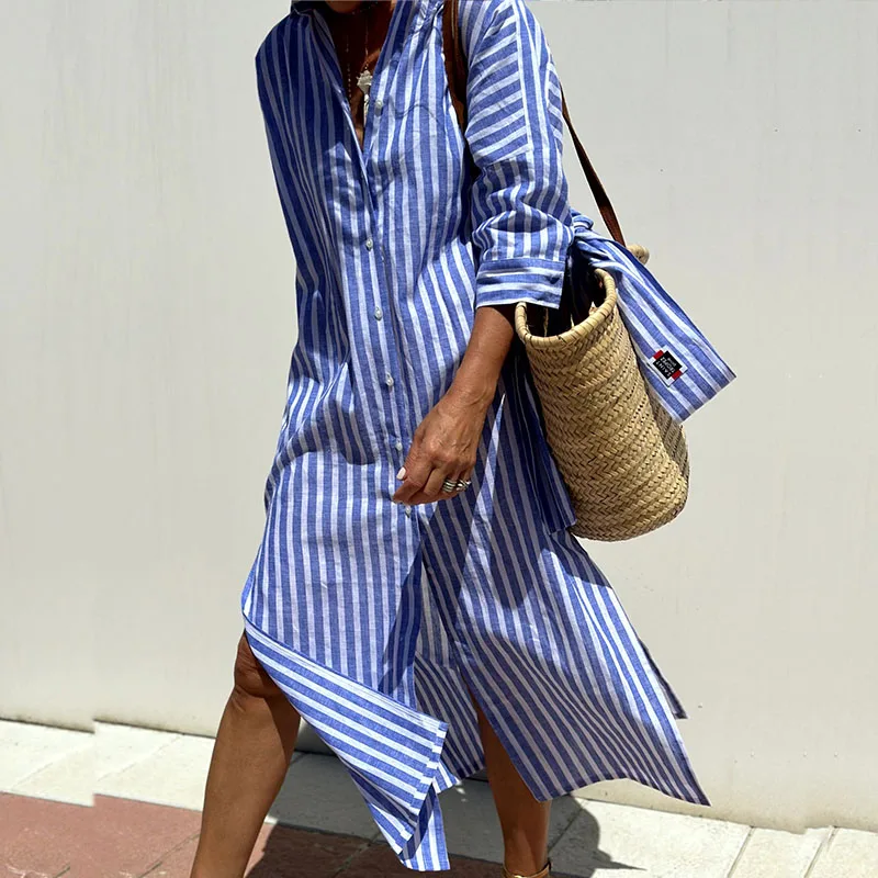Sophia | Elegante vestido de camisa a rayas