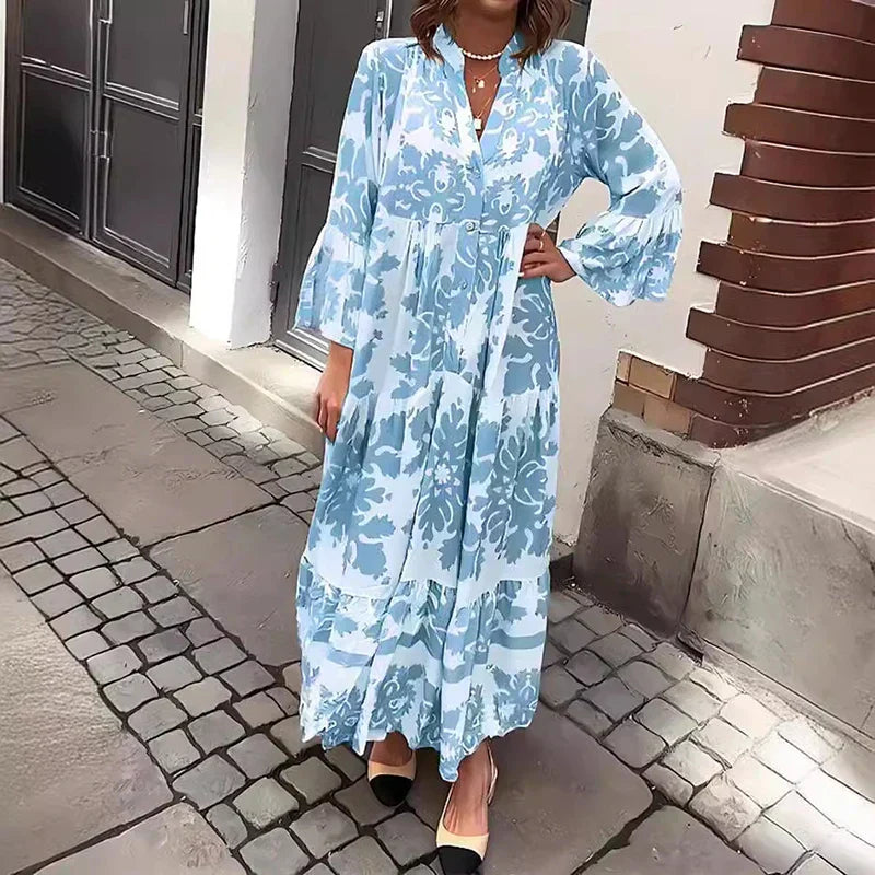 Ophelia - Vestido Maxi Boho de Manga Acampanada