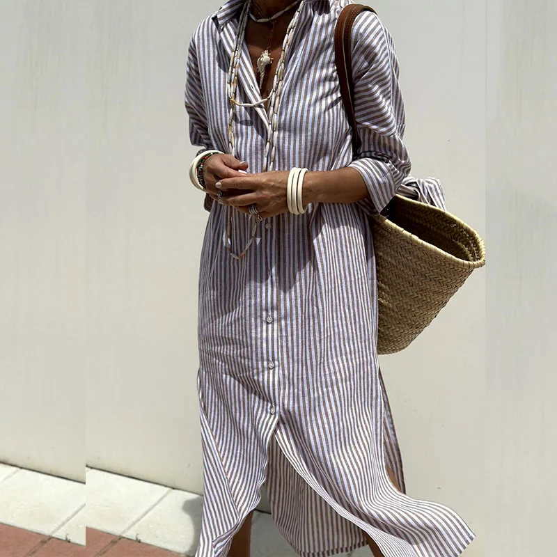 Sophia | Elegante vestido de camisa a rayas