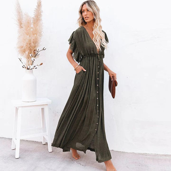 Sofía | Maxi Vestido Verde Oscuro de Ibiza