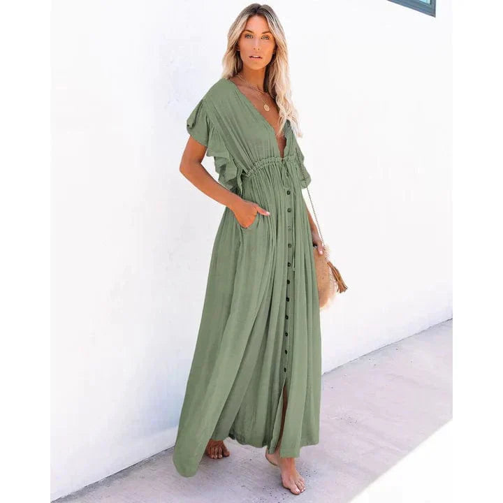 Gabriela | Maxi Verde Vestido de Playa Ibiza
