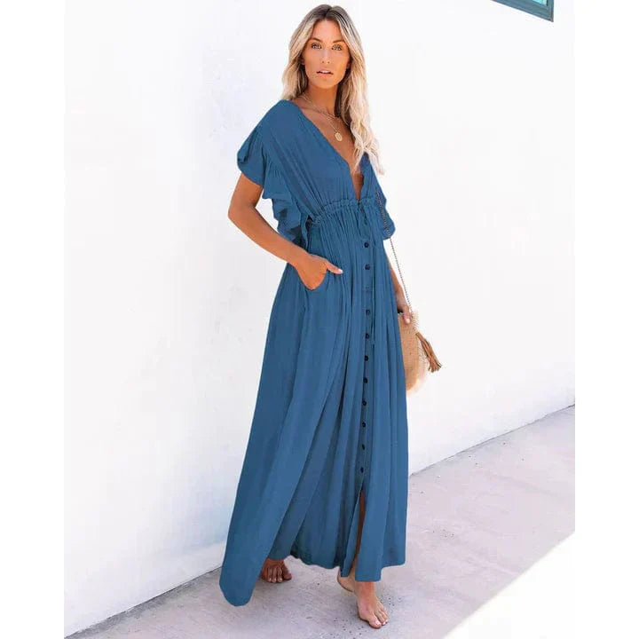 Alba | Maxi Vestido de Playa Marino Azul de Ibiza