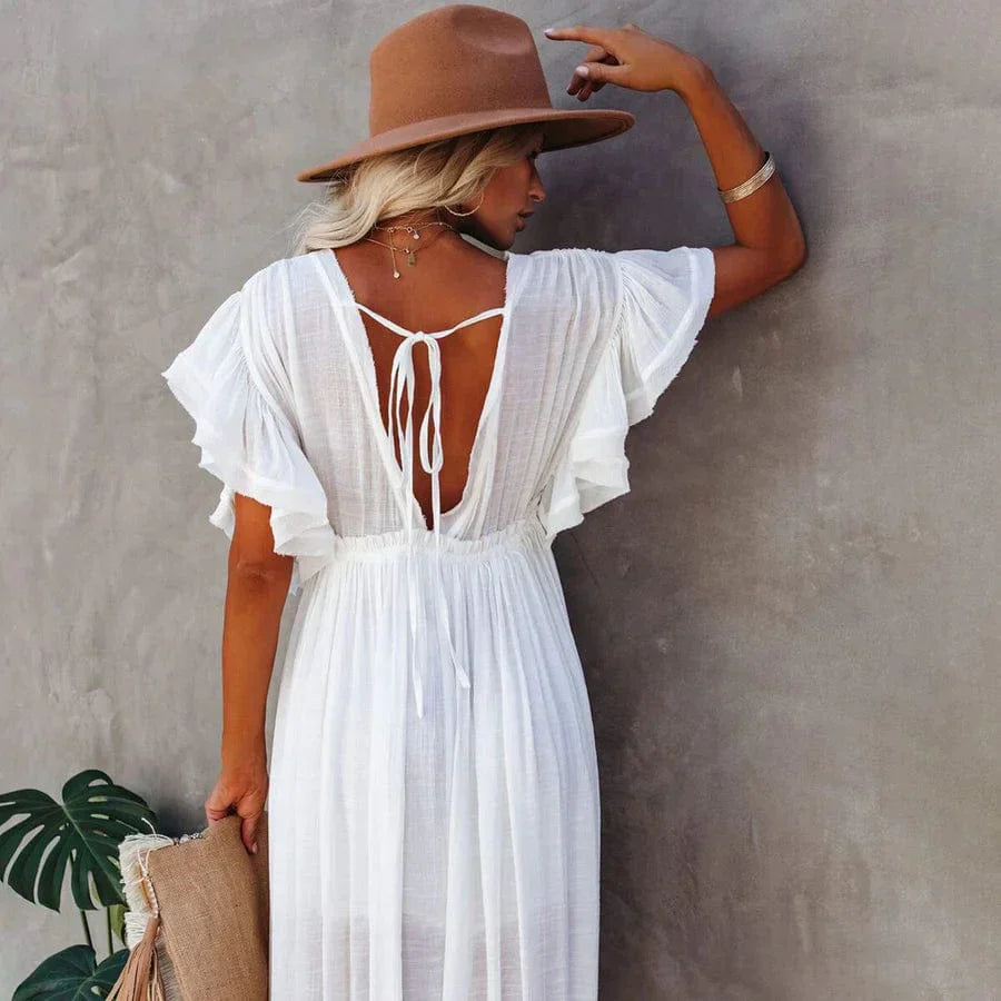 Daniela | Maxi Vestido de Playa Blanco